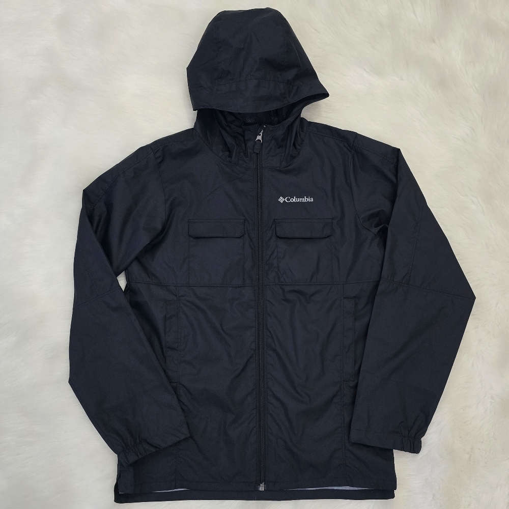 Columbia Boys Windbreaker Rain Jacket Large 14/16 Black